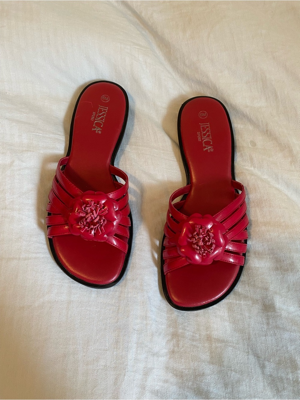 Jessica Red Floral Slide Sandals